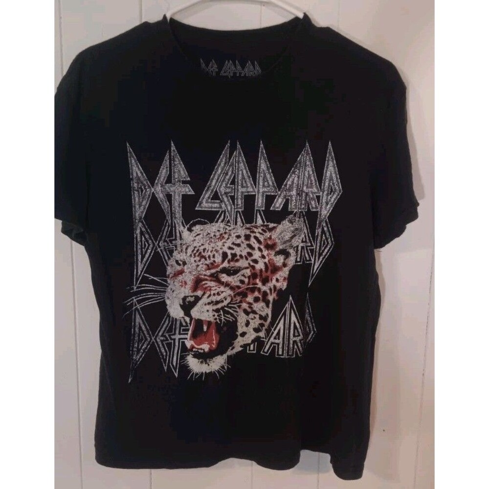 Def Leppard T-Shirt Women's Medium M Short Sleeve Crew Neck Graphic Black